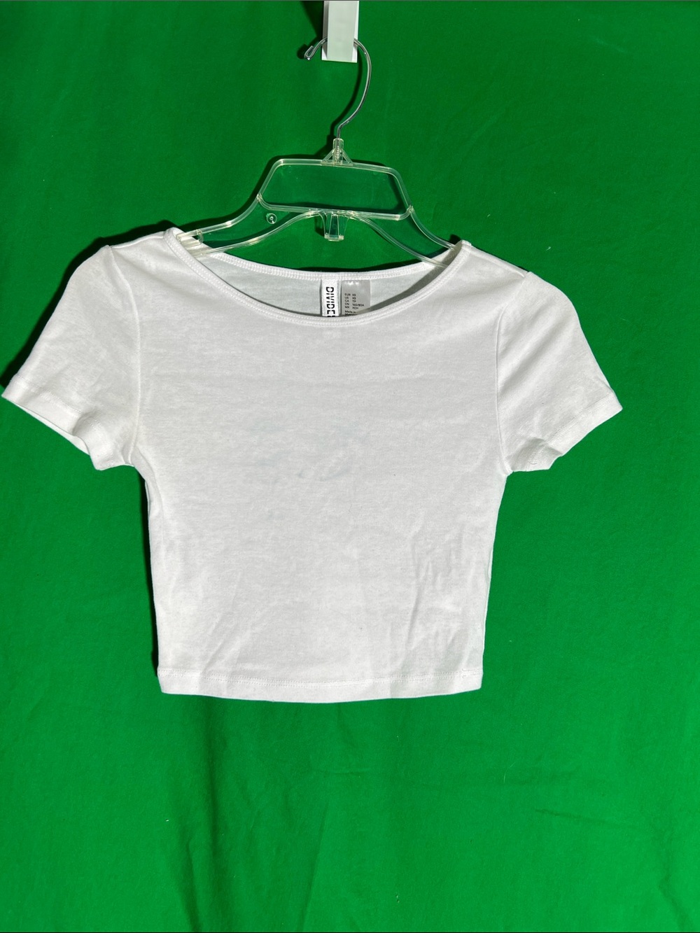 H&M Divided Basic White Short Sleeve Scoop Crop Top
